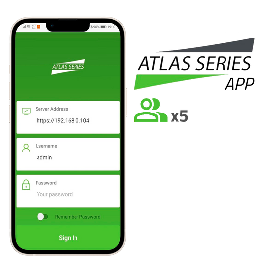 Licenza app per il controllo accessi - Capacità  5 amministratori - Gestione utenti e aperture da remoto - Adatto per Android e iOS - Multilingue - Compatibile con controller ATLAS Series