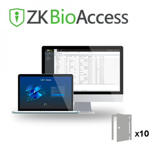 Licenza software per il controllo accessi - Capacità  10 porte - Architettura Server/Browser | App mobile - Allarmi ed eventi via e-mail - Compatibile con i dispositivi ZKTeco (Push/Pull SDK) - Database professionale PostgreSQL