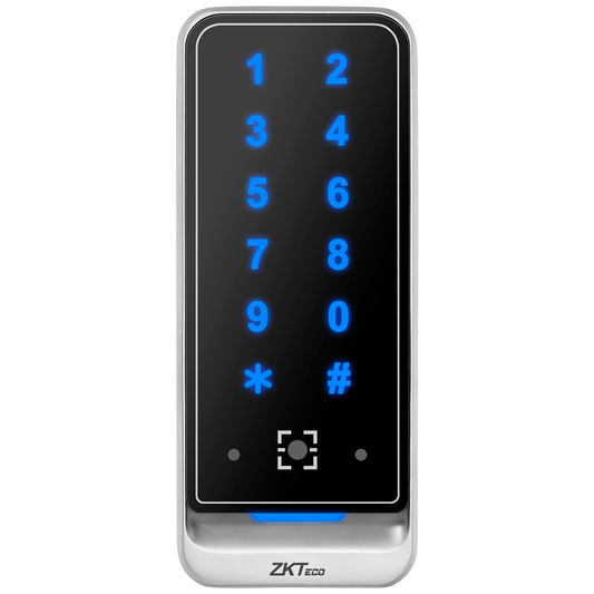 Lettore di accesso - Accesso tramite codice QR, scheda EM e PIN - indicatore LED e acustico - Wiegand 26/34 | RS485 - Compatibile con i controller ZKTeco - Adatto per esterni IP65