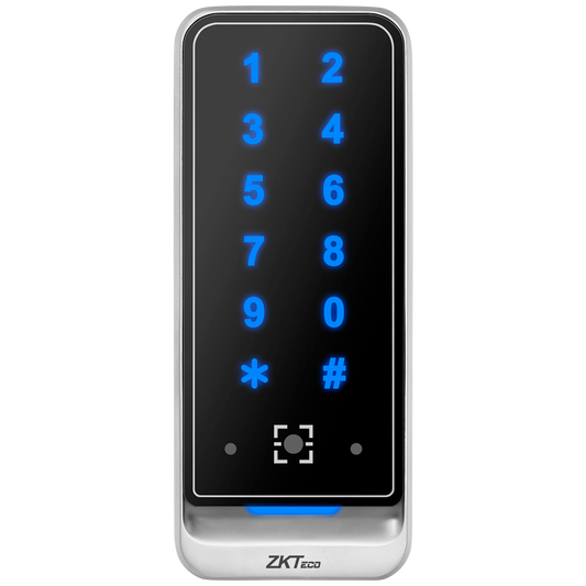 Lettore di accesso - Accesso tramite codice QR, scheda MF e PIN - indicatore LED e acustico - Wiegand 26/34 | RS485 - Compatibile con i controller ZKTeco - Adatto per esterni IP65