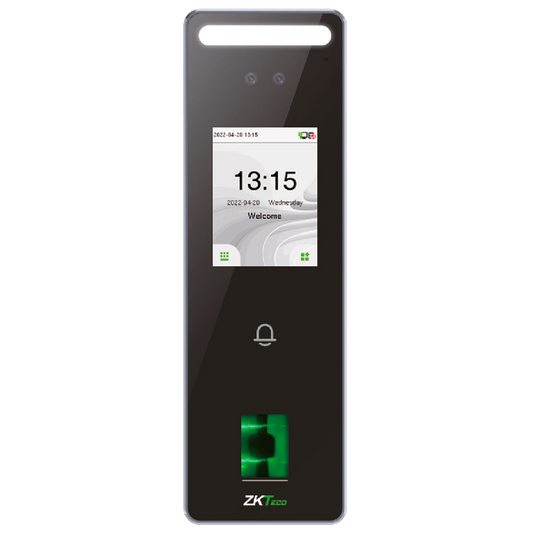 Controllo accessi e presenza IP65 - Riconoscimento Facciale, impronte digitali, scheda MF e PIN - 3.000 impronte | 200.000 registri - 2.4" TFT tattile | TCP/IP, WiFi, RS485 e Wiegand - Compatibile ZKBioAccess, ZKBioCV, GoTimeCloud - Software ZKBioTime8 2 dispositivi inclusi