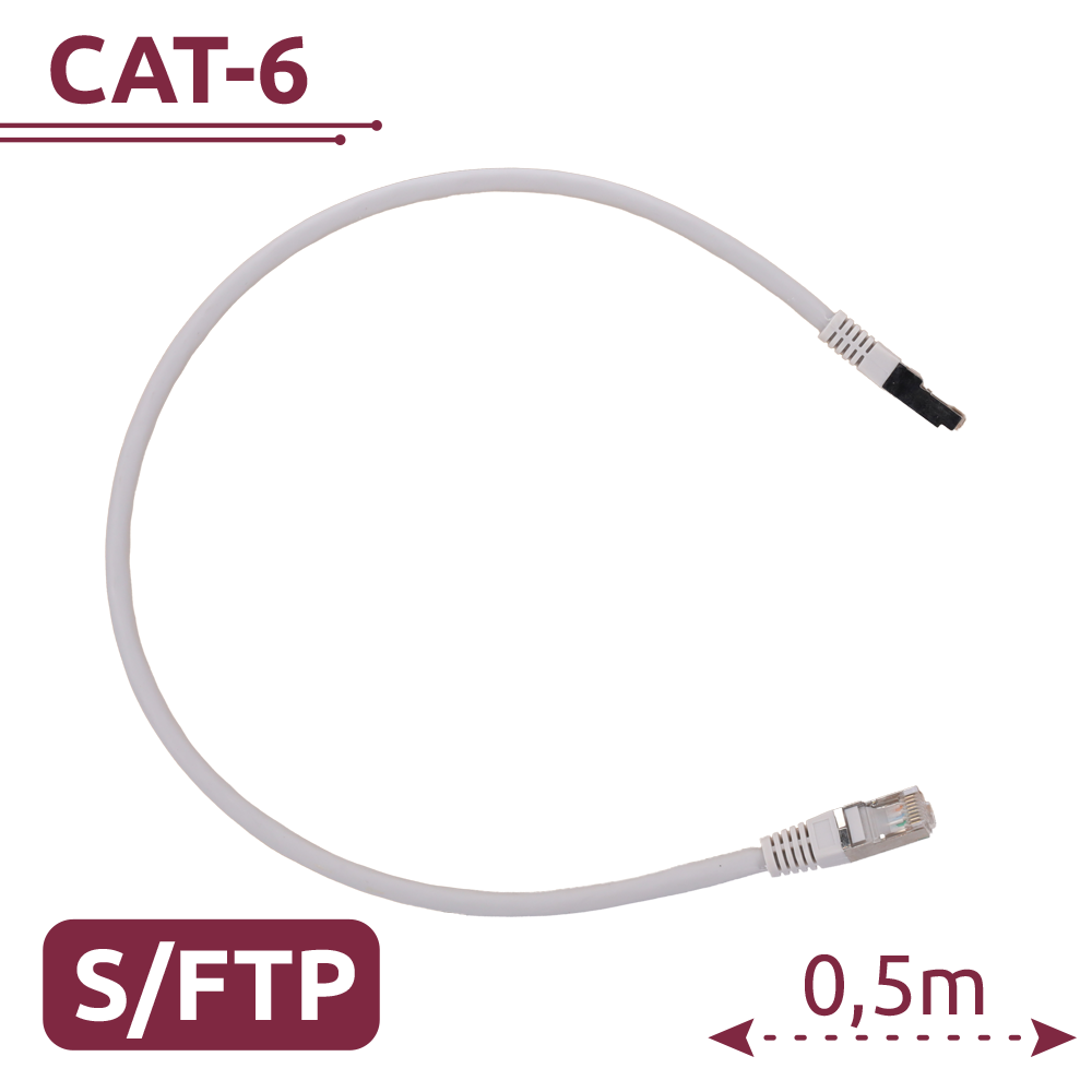 Safire - Cavo patch S/FTP Cat. 6A RJ45 0,5 m bianco - SFTP6A-H-05W