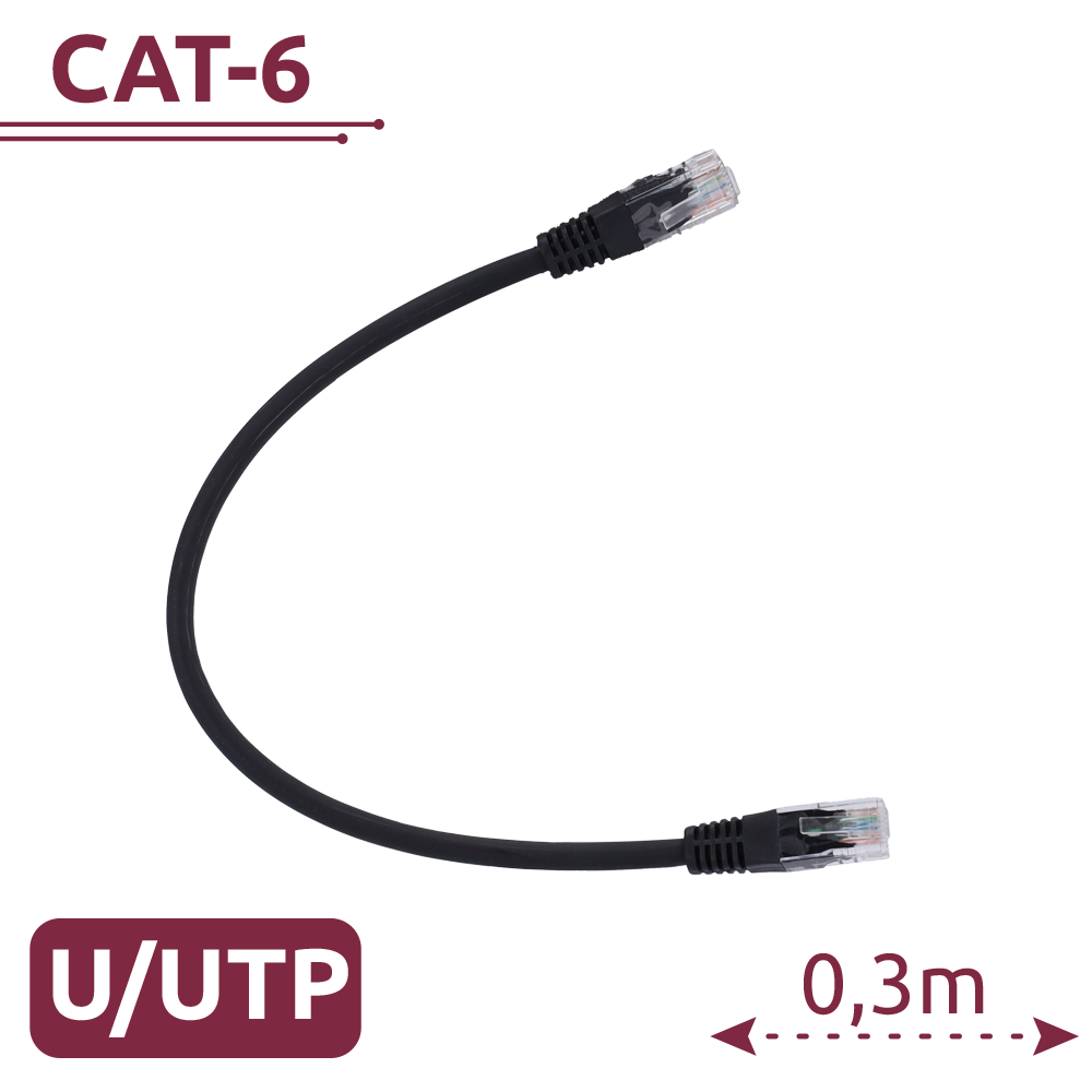 Safire - Cavo patch UTP Cat. 6 RJ45 0,3 m nero - UTP6-H-03BK