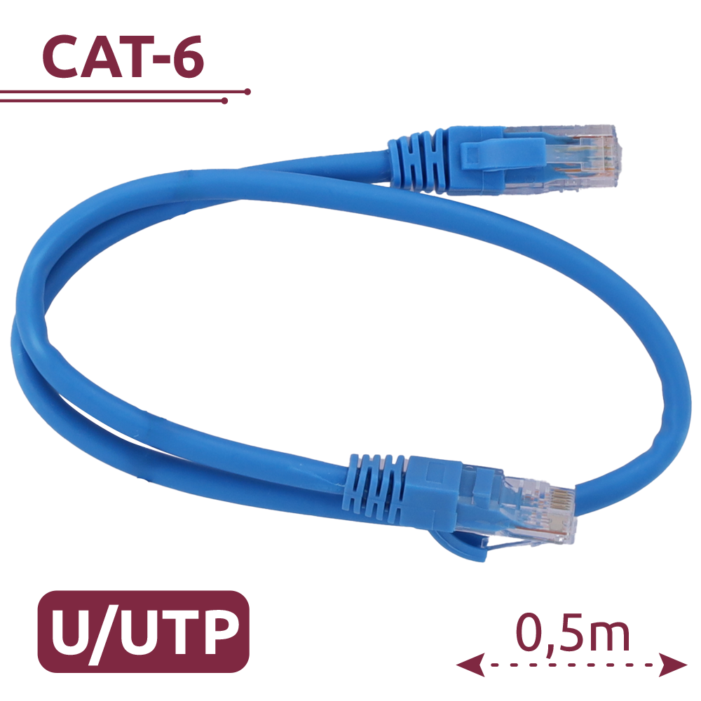 Safire - Cavo patch UTP Cat. 6 RJ45 0,5 m blu - UTP6-H-05B