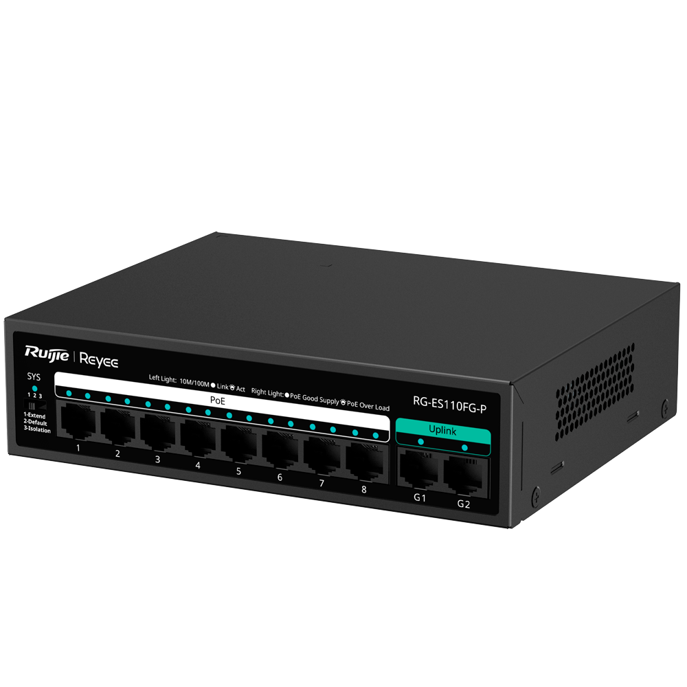 Reyee - Switch PoE non gestito 8 porte Fast Ethernet - RG-ES110FG-P