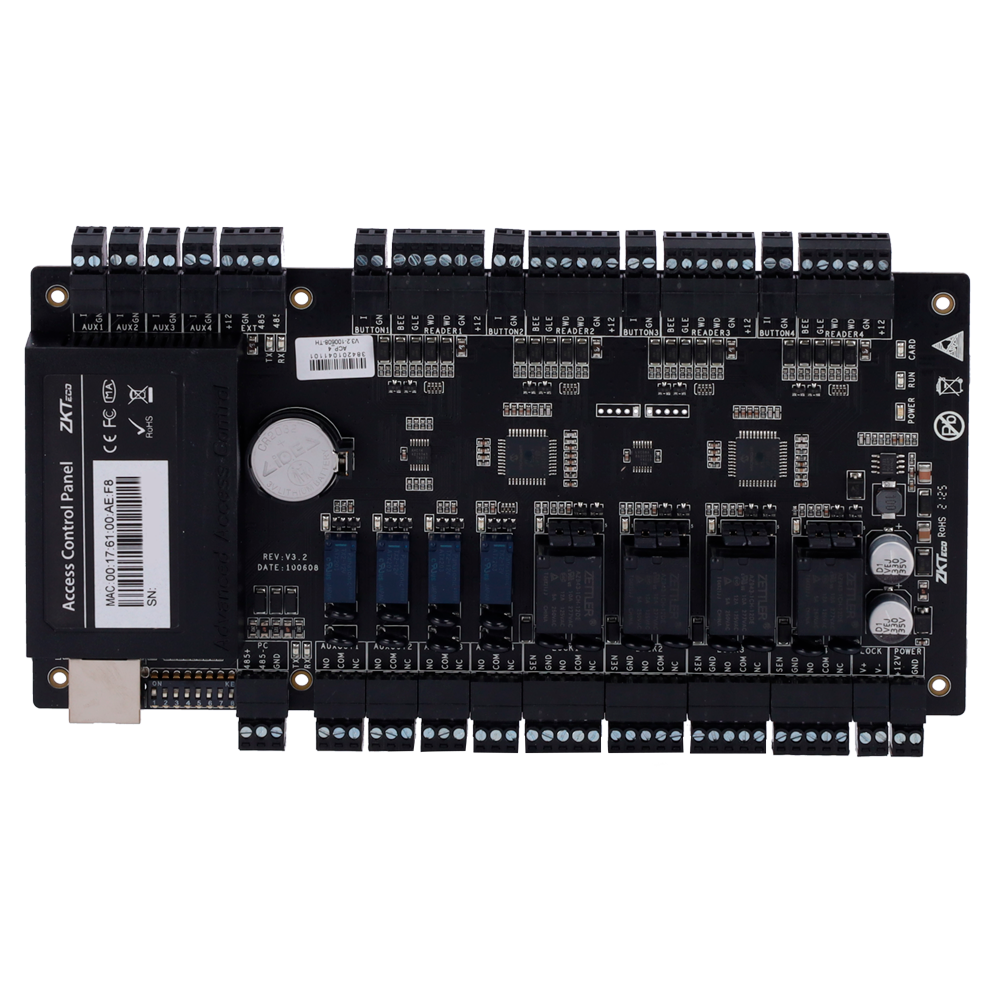 Controller di accessi RFID - Accesso con scheda o password - Uscita Relè per 4 porte - ZK-C3-400PRO