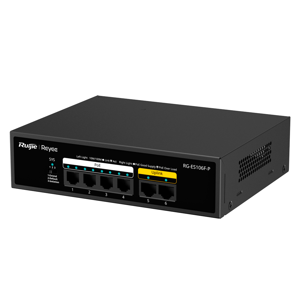 Reyee - Switch PoE non gestito 6 porte Fast Ethernet - RG-ES106F-P