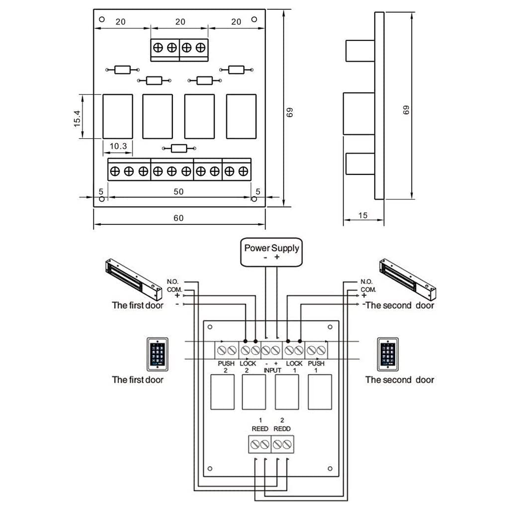 Modulo Relè - Creazione di 2 porte interbloccate - PCB-501