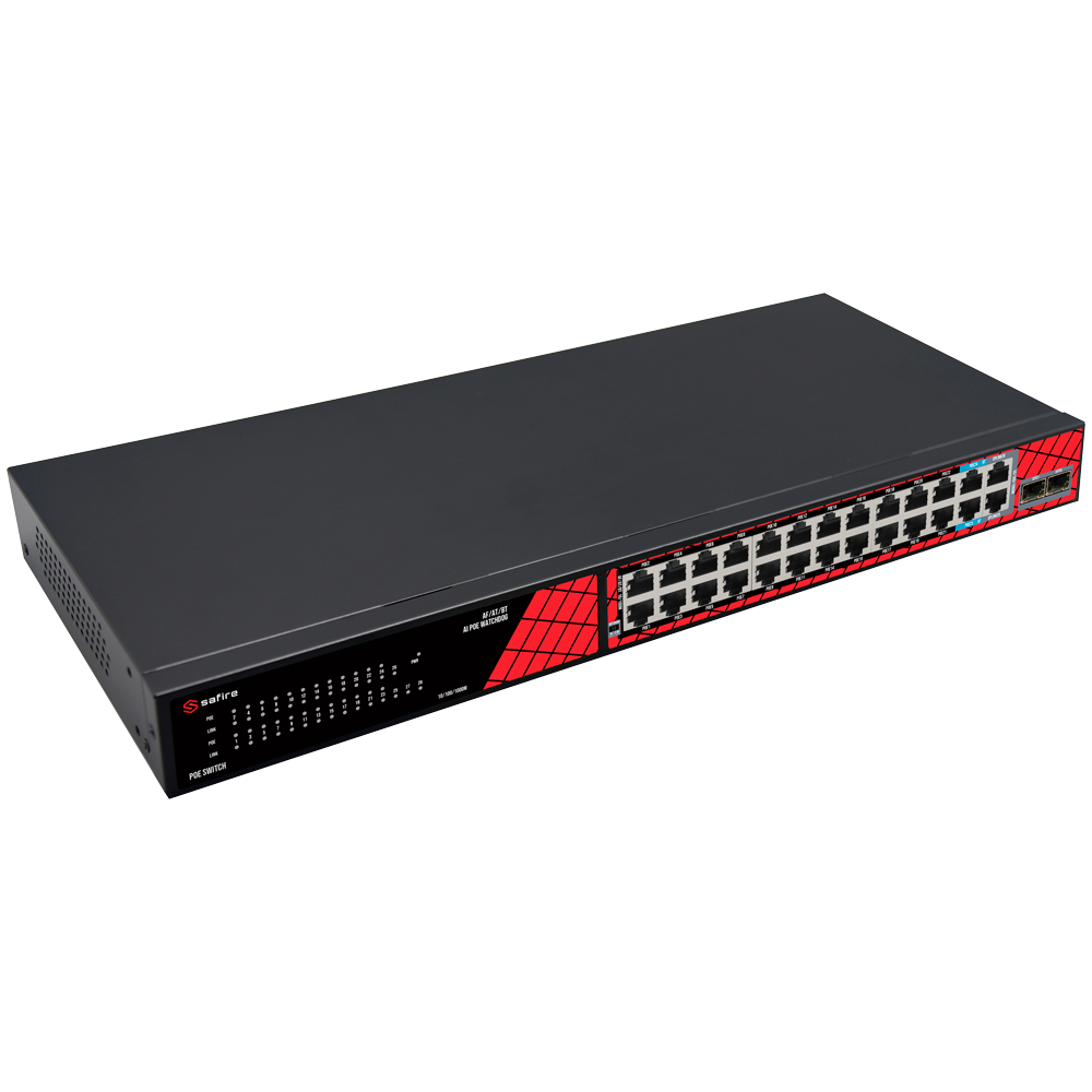 Safire - Switch PoE non gestito Fast Ethernet - SF-SW2824HIPOE-MF-300